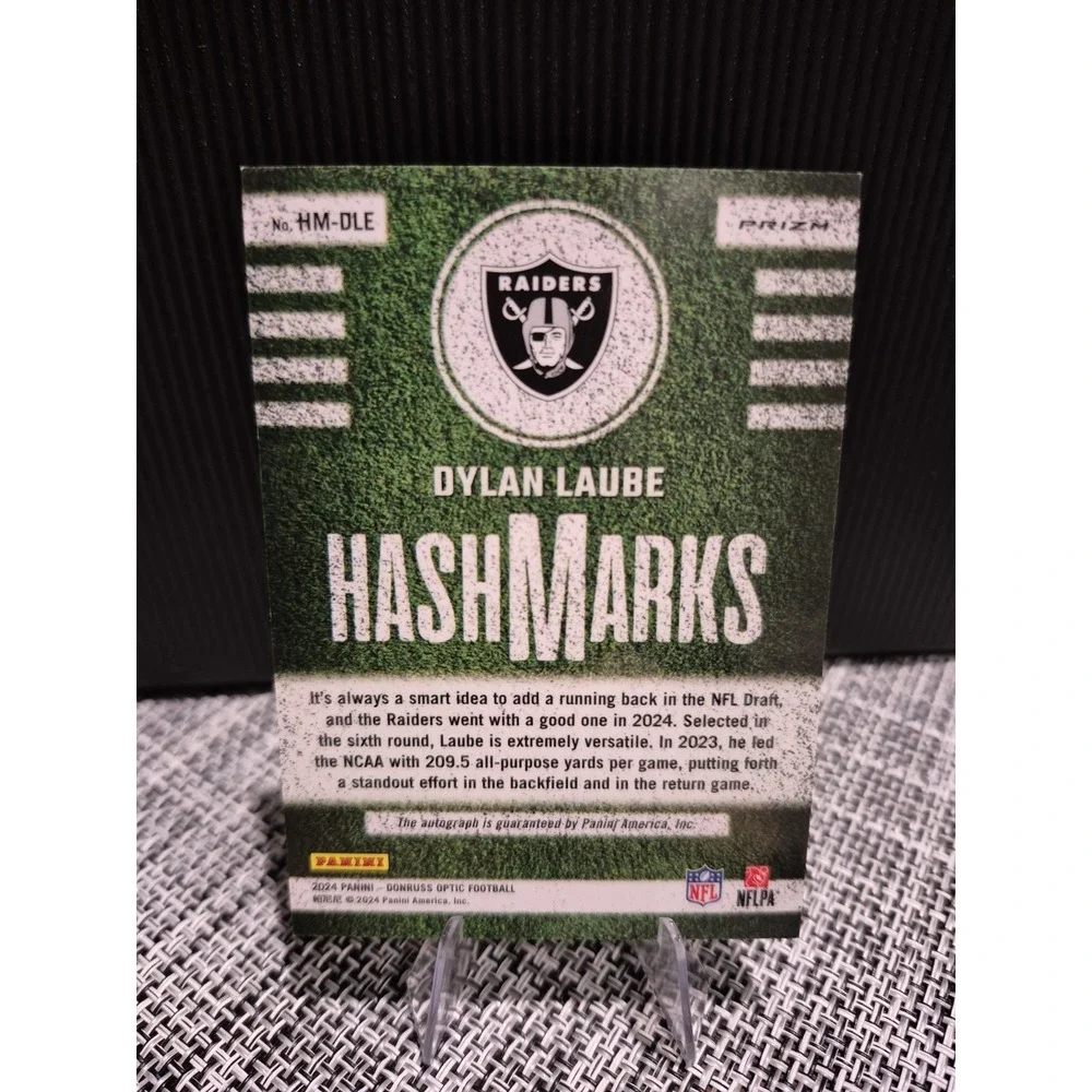2024 Panini Donruss Optic Dylan Laube #HM-DLE Hash Marks (AU) (RC) Raiders